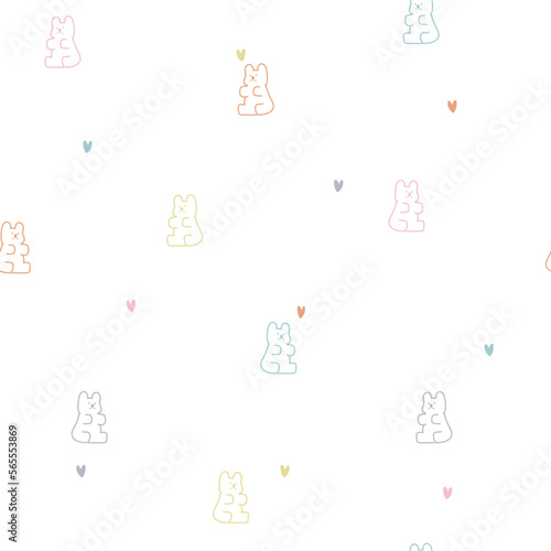 seamless cute animal gummy bear repeat pattern in white background, flat vector illustration cartoon character design