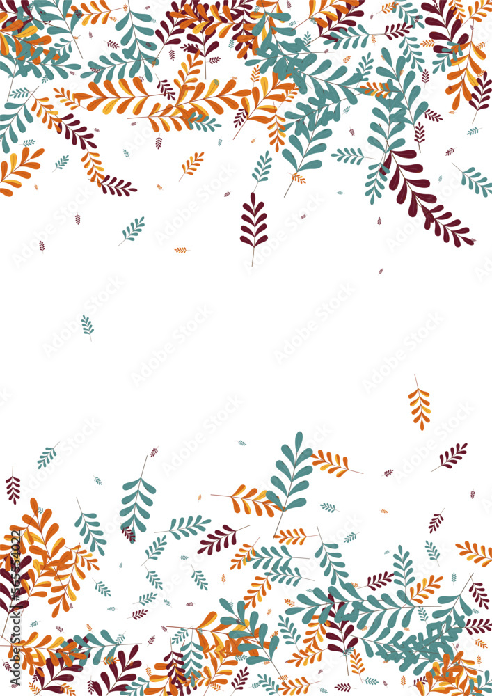 Golden Leaves Background White Vector. Leaf Elm Texture. Gold Plant. Green Foliage Object. Material Set.