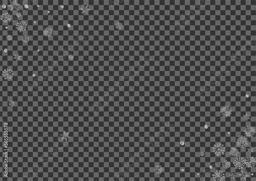 Grey Confetti Background Transparent Vector. Flake Winter Illustration. Silver Snow Happy. Metal Garland Pattern.