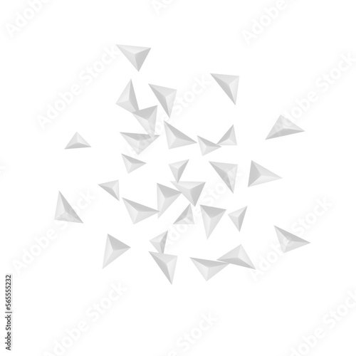 Hoar Fractal Background White Vector. Crystal 3d Illustration. Silver Idea Backdrop. Origami Shadow. Grizzly Triangle Tile.
