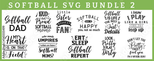 Softball Team SVG Bundle: Hand-Lettering Quotes and Sayings with Vector Illustration Graphic - Perfect for T-Shirts, Banners, Mugs, and More!