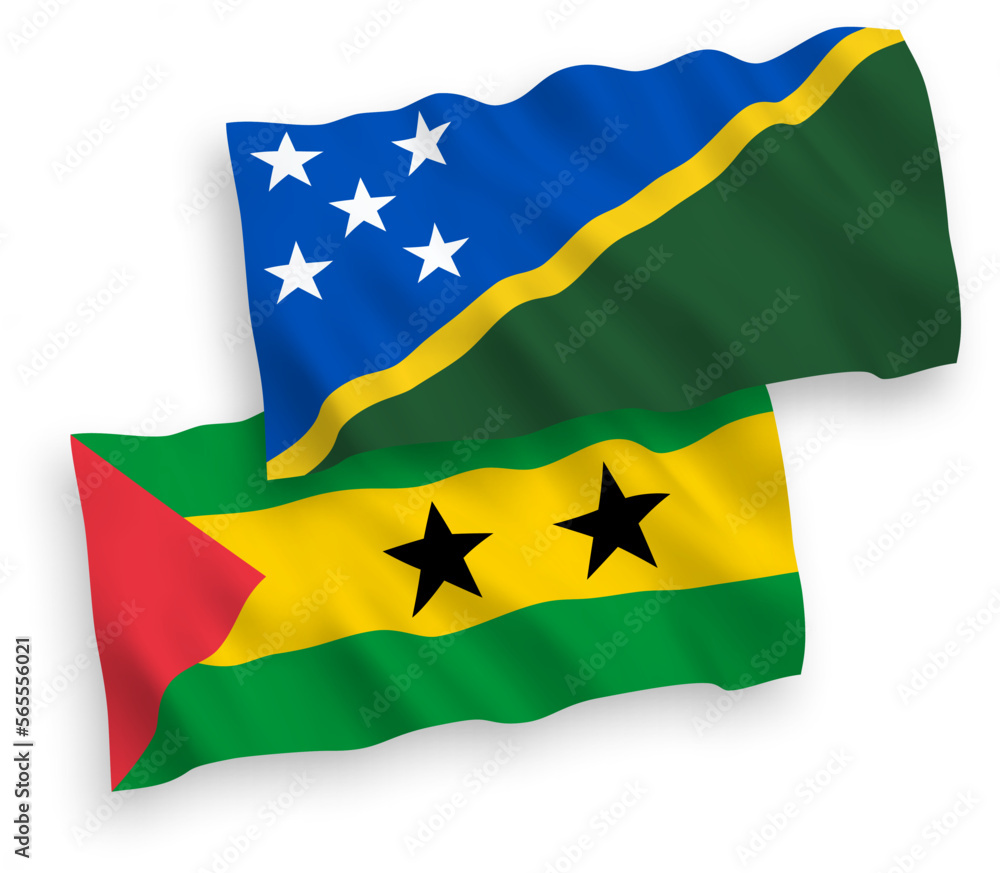 Flags of Saint Thomas and Prince and Solomon Islands on a white background