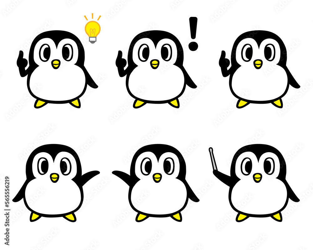 かわいいペンギンキャラクターセット1 (閃く、オススメ、イチオシ、指し棒 他) かわいいペンギンキャラクターセット1 (閃く、オススメ、イチオシ、指し棒 他)