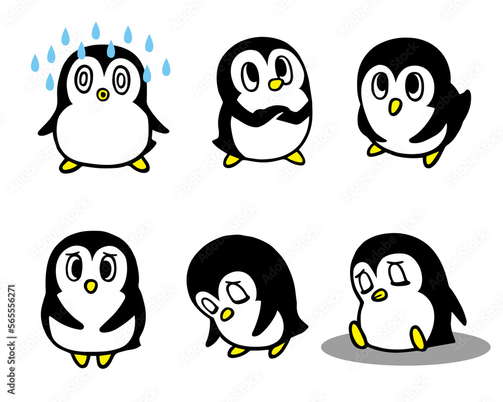 かわいいペンギンキャラクターセット6 (あせる、考える、困る、悩む 他) かわいいペンギンキャラクターセット6 (あせる、考える、困る、悩む 他)