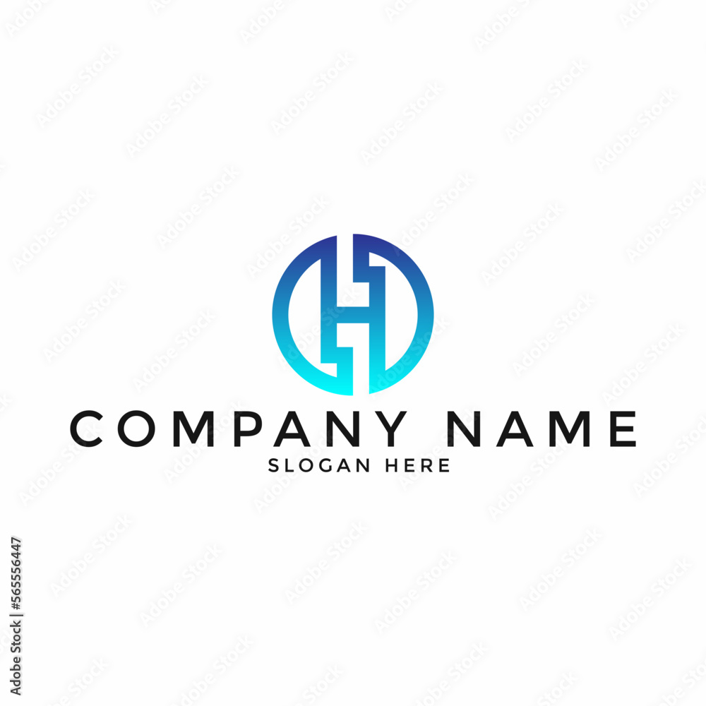 letter H initial gradient monogram alphabet logo design with circle letter H initial gradient monogram alphabet logo design with circle