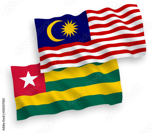 Flags of Togolese Republic and Malaysia on a white background