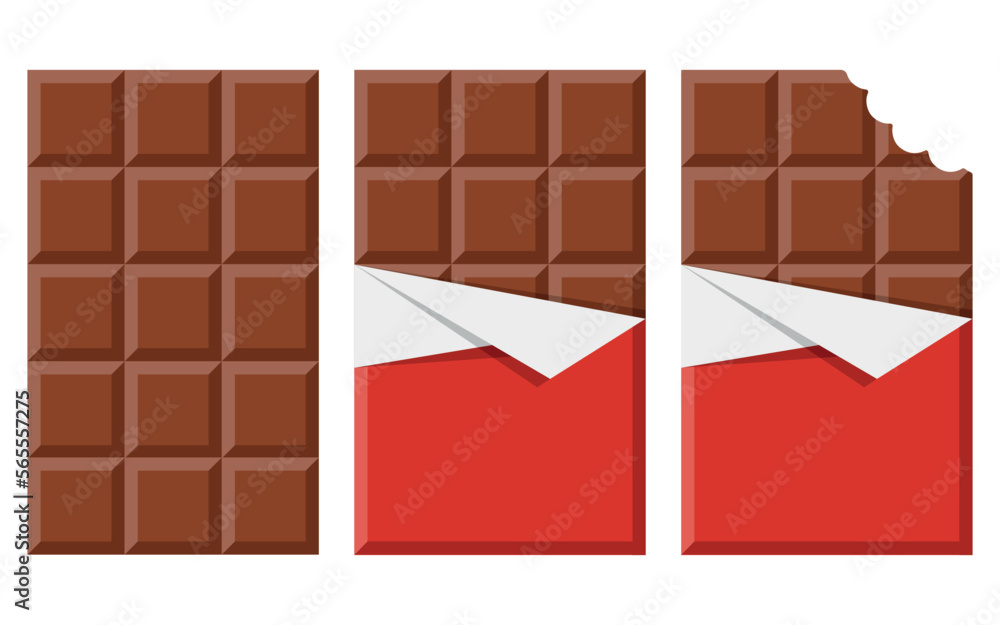 Vecteur Stock Set of chocolate bar icon. Flat illustration of chocolate bar.  Vector illustration. | Adobe Stock