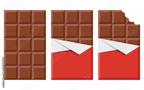 Set of chocolate bar icon. Flat illustration of chocolate bar. Vector illustration.