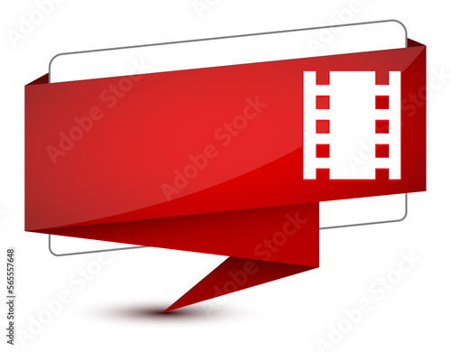 Theaters icon isolated on elegant red tag sign illustration photo