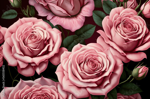 Many pink and red roses on white background. Valentine s Day love or wedding card banner backdrop. Generative ai.