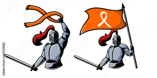 Cancer Knights holding sword and flag vector illustration