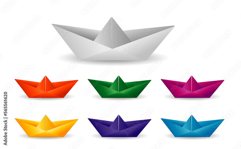 folded paper boat origami. modern origami paper ship. collection realistic paper boat origami. folded paper boat origami. modern origami paper ship. collection realistic paper boat origami.