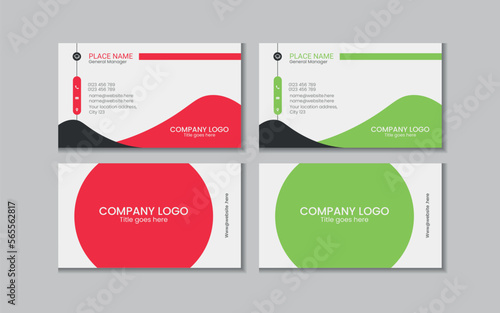Vector printable and editable horizontal double sided clean modern corporate business card template design
