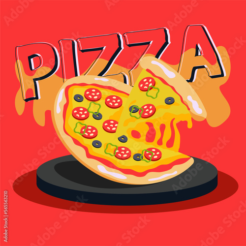 Pizza vector label, calligraphy, board, poster, chalkboard, fresh, round, handwritten, crust, text, eat, hot, fat, meat, ingredients, fast food, breakfast, art, italy,