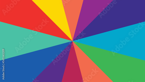 Rainbow colour sunburst vector background
