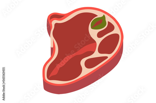 Beefsteak isolated on white background. Steak on the bone. Steak closeup