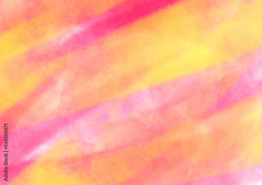 桃みたいなピンクと薄黄色のザラザラしたストロークの見える水彩風の背景素材