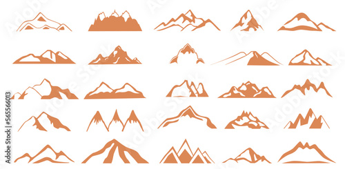 mountains hill  rocks and peak. set of rocky mountain silhouette. vector illustration.