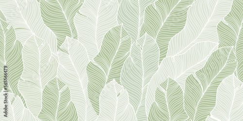 Vector abstract illustration in pale green tones with palm leaves for wallpapers, backgrounds, covers, designs