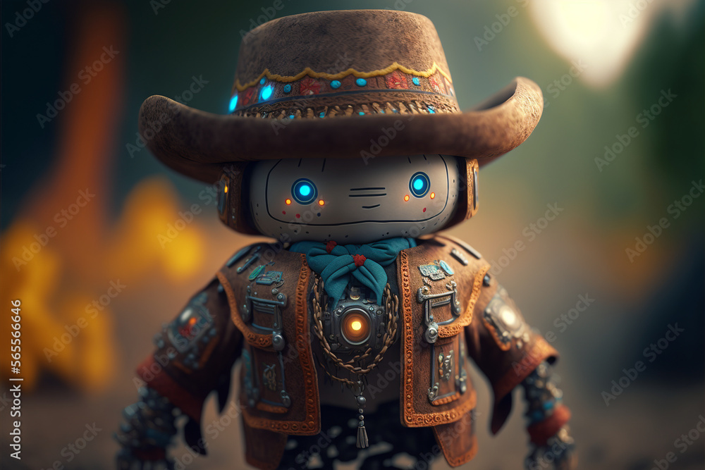 Portrait of a cute cowboy robot in a hat with beautiful eyes, cartoon style, wild west aesthetic, ai generated art Portrait of a cute cowboy robot in a hat with beautiful eyes, cartoon style, wild west aesthetic, ai generated art