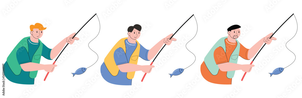 character people fishing vector illustration character people fishing vector illustration