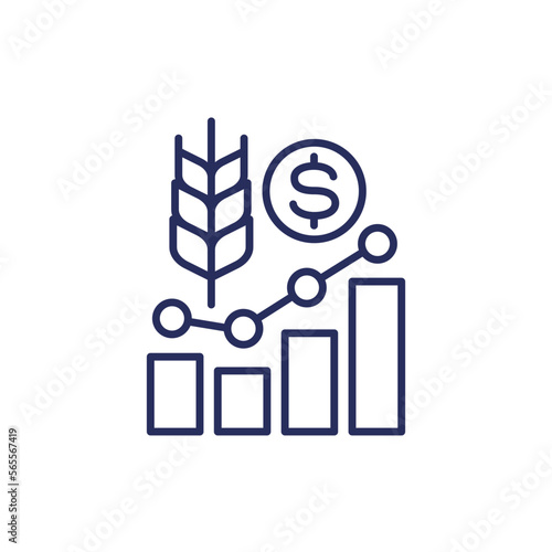 Food prices growth line icon with a graph