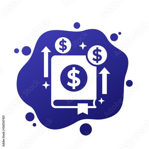 Financial literacy icon with a book, vector