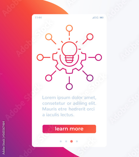 Multichannel marketing banner design with line icon
