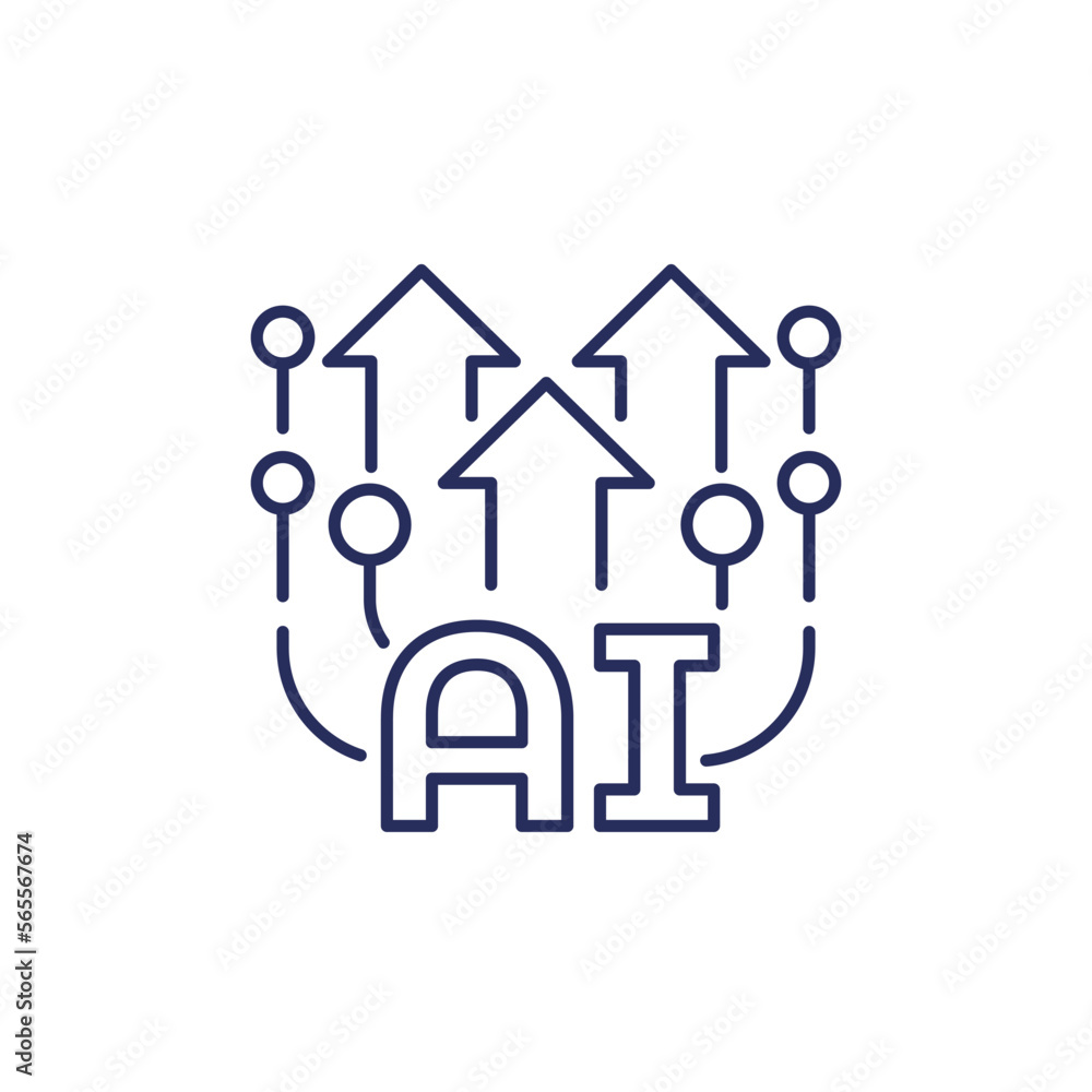 AI technology evolution line icon AI technology evolution line icon