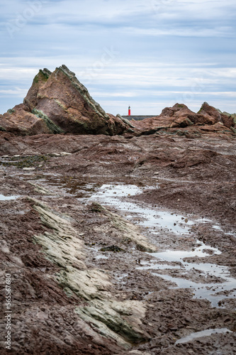 Mercia mudstone rock formation at Watchet Beach on the Bristol Channel