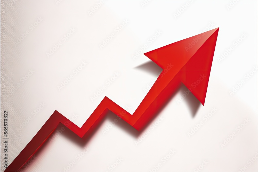Red chart arrow illustration on white background. Generative AI Red chart arrow illustration on white background. Generative AI