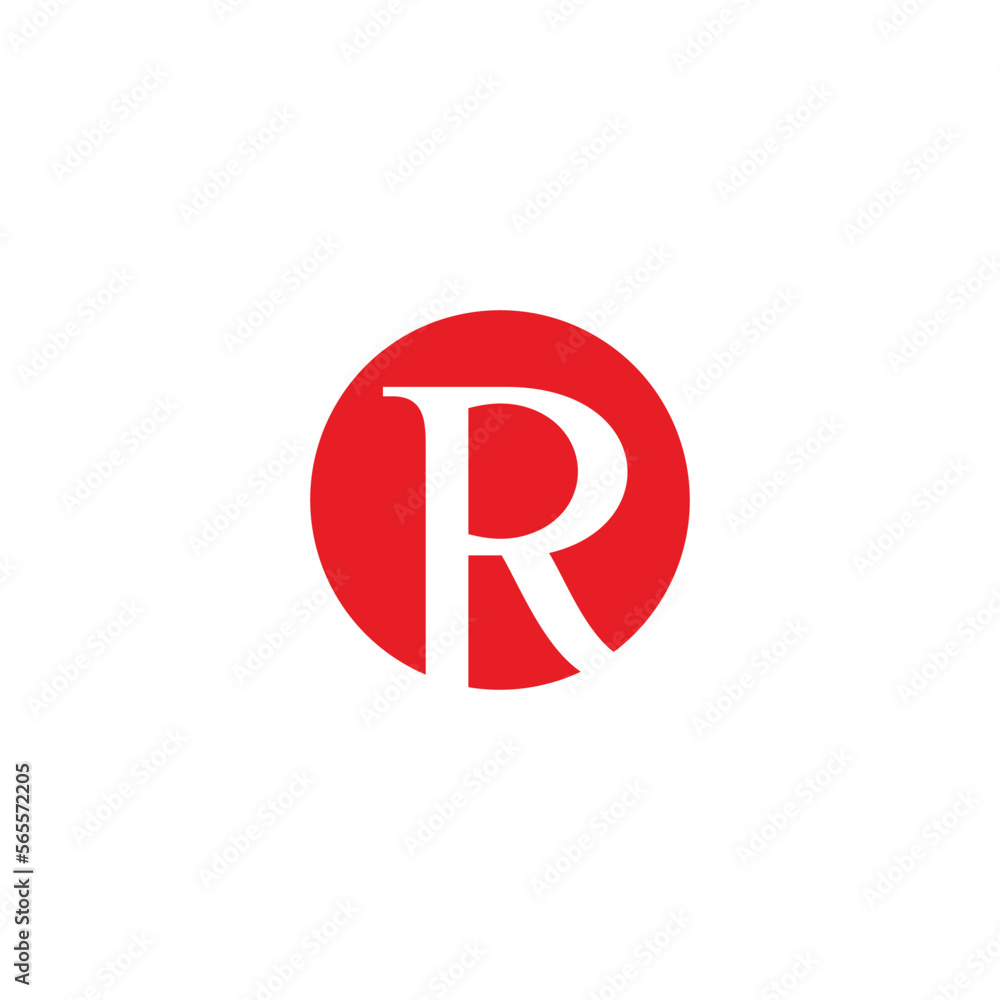 letter r red round negative space logo vector letter r red round negative space logo vector