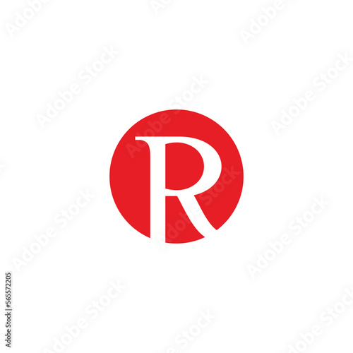 letter r red round negative space logo vector