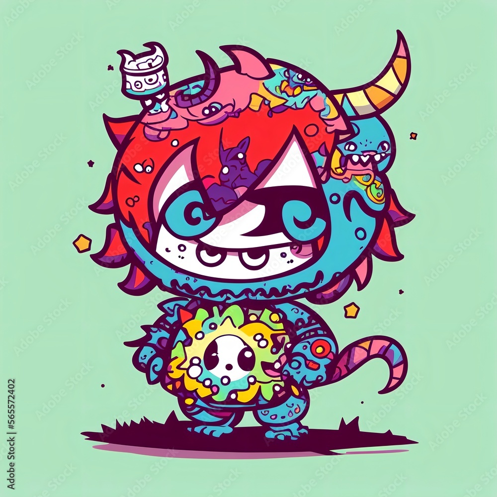 Obraz premium Funny Cute Monster Illustration [AI Generated]