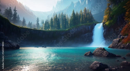 The Power of Flow  A Breathtaking View of Cascading Falls  AI Generated 