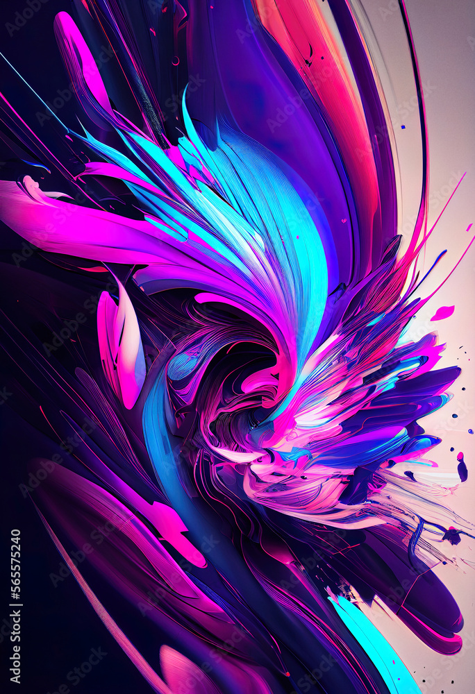Abstract colour splash geometric vector style. Digitally generated AI image