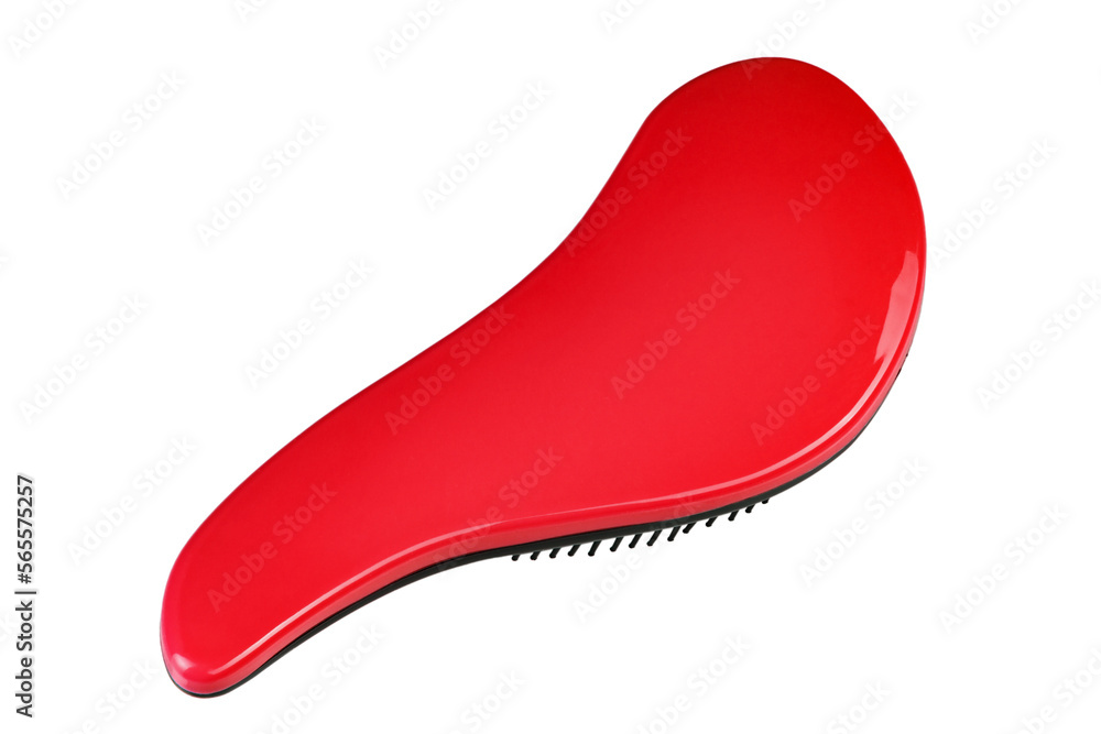 Red hair brush isolated on white background. Personal grooming accessory. File contains clipping path. Red hair brush isolated on white background. Personal grooming accessory. File contains clipping path.
