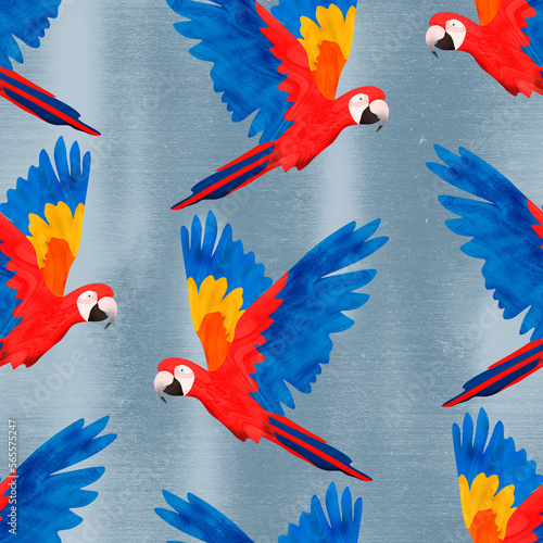 Obraz na płótnie Scarlet macaws with blue background w salonie