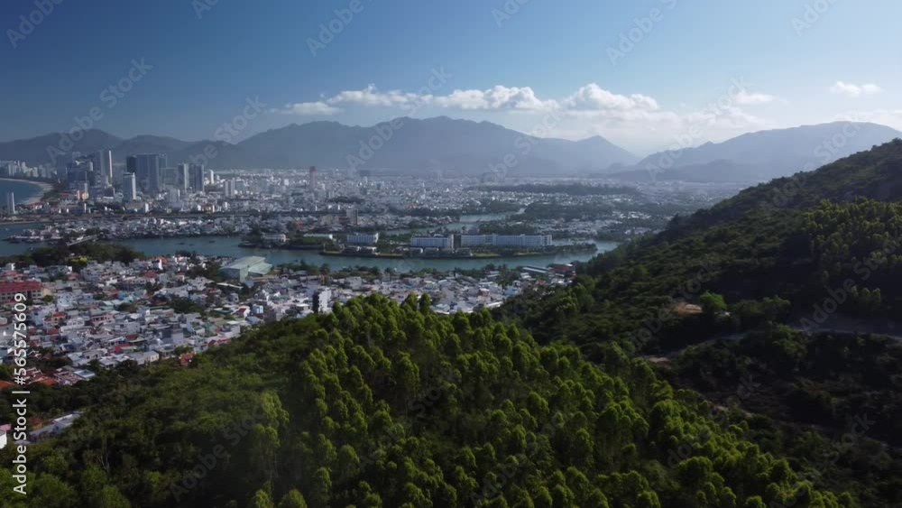 Aerial view of Nha Trang and wooded mountains, Vietnam Aerial view of Nha Trang and wooded mountains, Vietnam