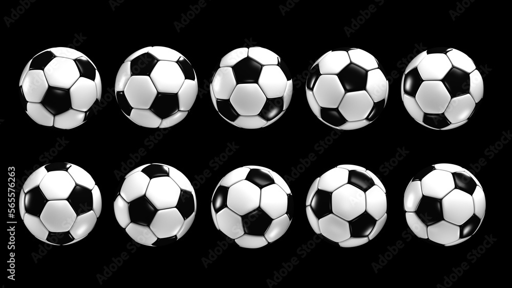 Soccer ball on multi-angle rotating black background Soccer ball on multi-angle rotating black background
