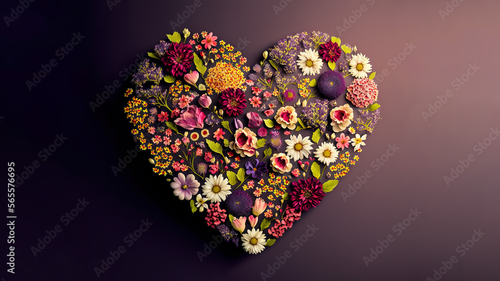 heart made of flowers. Generative ai heart made of flowers. Generative ai