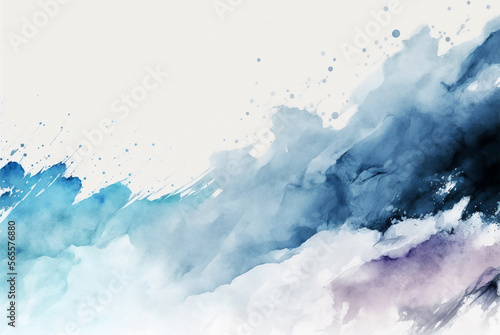 a simple abstract watercolor background, cold tone color. made with generative AI © LamaiC