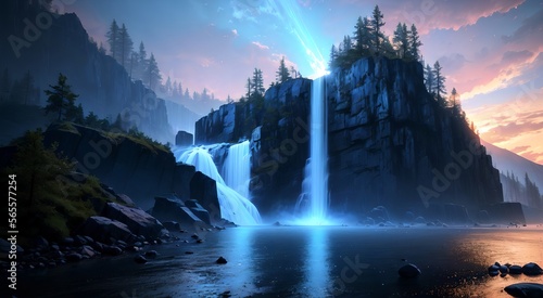 The Power of Flow: A Breathtaking View of Cascading Falls [AI Generated] © Jefferson