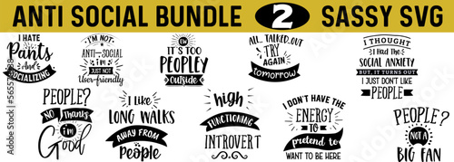 Funny and Inspirational Anti-Social SVG Design Bundle - Hand-Drawn Vector Illustrations for T-Shirts, Prints, Posters, and More