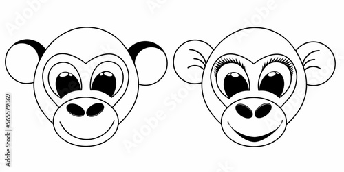 Photography set monkey black line funny cartoon