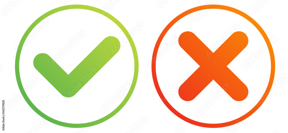Checklist and cross icon set Checklist and cross icon set