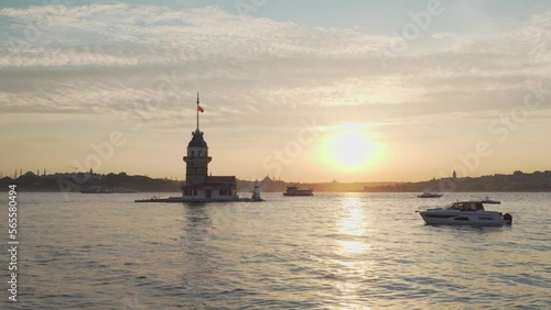 Wallpaper Mural Sunset view of the Maiden's Tower in Istanbul, Turkey Torontodigital.ca