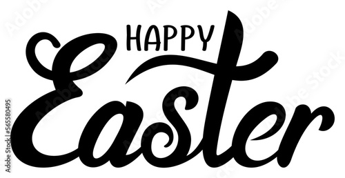 Happy Easter. Kalligrafischer Ostern Gruß Vektor in englischer Sprache. In Schwarz.
Für Hintergründe, Kalender, Einladungen, Grußkarten etc. photo