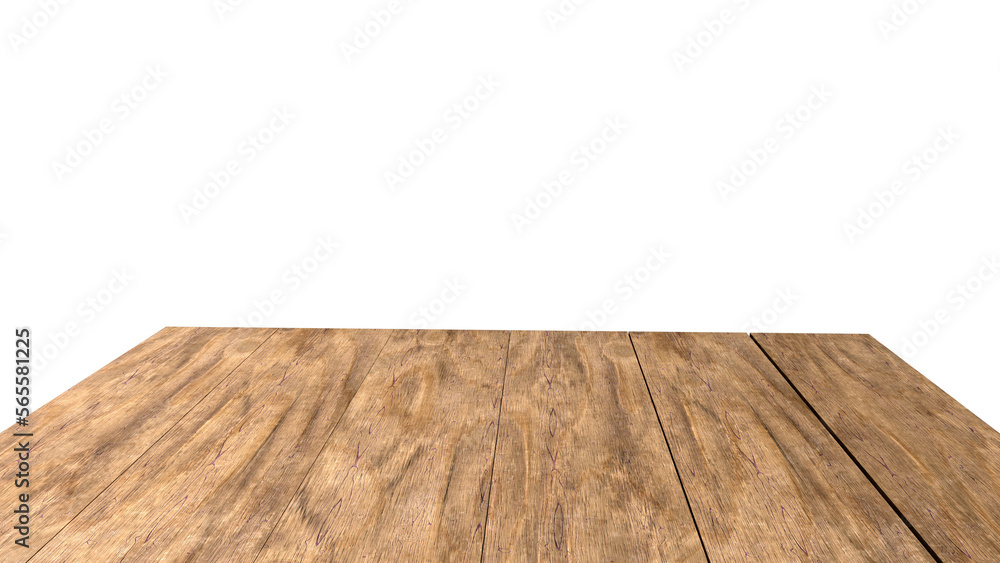 Fototapeta premium Empty wooden texture board or table top view isolated background