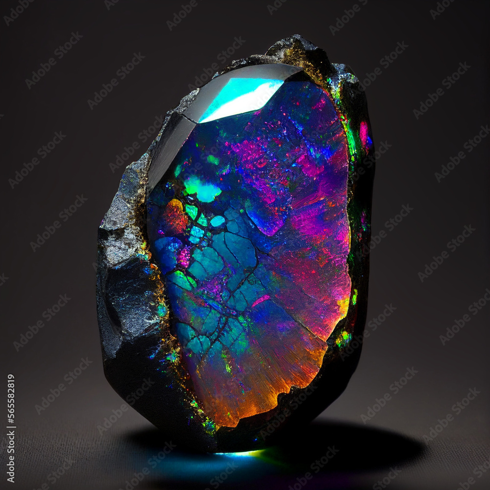 Generative AI Top quality boulder opal with huge seam of blue and